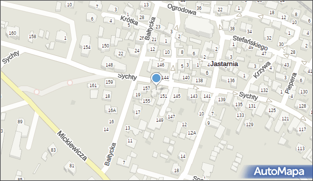 Jastarnia, Sychty Bernarda, ks. dr., 153, mapa Jastarnia