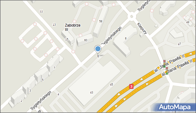 Jelenia Góra, Sygietyńskiego Tadeusza, 6, mapa Jelenia Góra