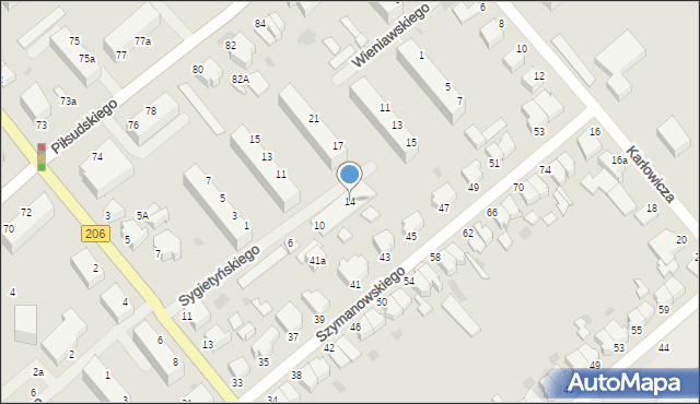 Koszalin, Sygietyńskiego Tadeusza, 14, mapa Koszalina