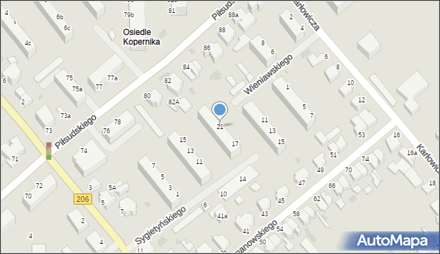 Koszalin, Sygietyńskiego Tadeusza, 21, mapa Koszalina