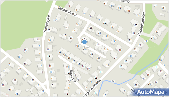 Koszalin, Synów Pułku, 20, mapa Koszalina