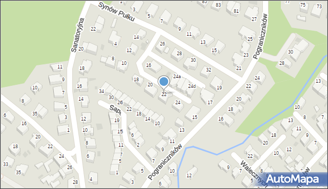 Koszalin, Synów Pułku, 22, mapa Koszalina