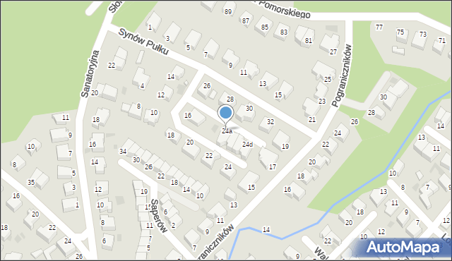 Koszalin, Synów Pułku, 24a, mapa Koszalina