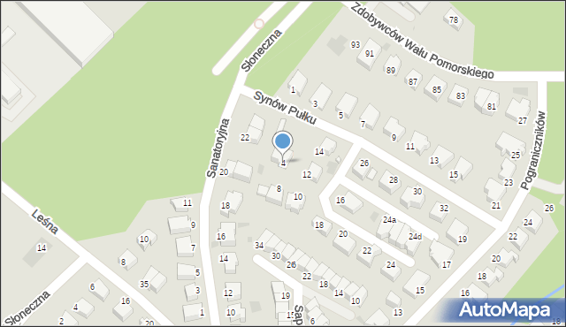 Koszalin, Synów Pułku, 4, mapa Koszalina