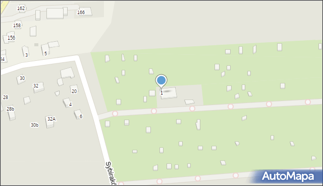 Kraków, Sybiraków, 1, mapa Krakowa