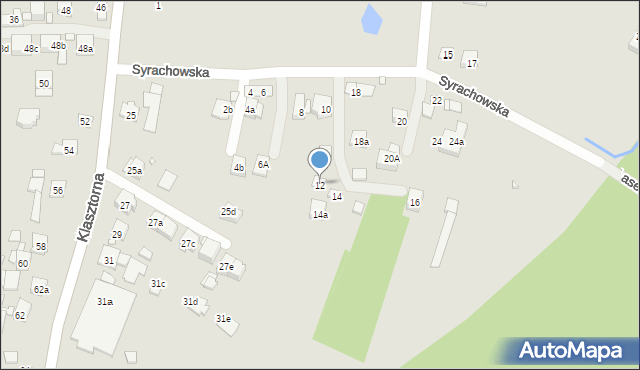 Kraków, Syrachowska, 12, mapa Krakowa