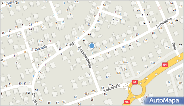 Łańcut, Sybiraków, 1, mapa Łańcut