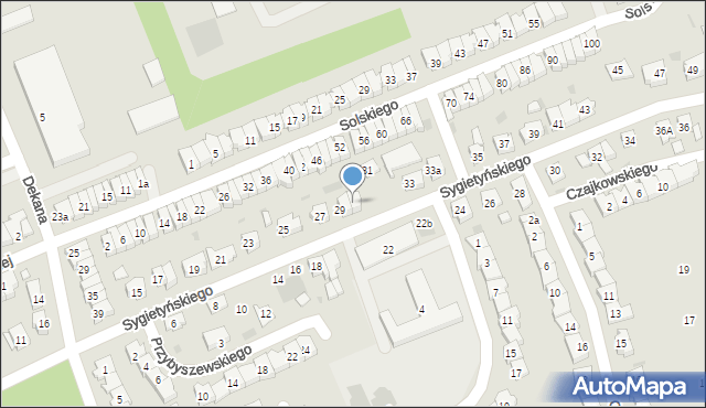 Leszno, Sygietyńskiego Tadeusza, 29a, mapa Leszno