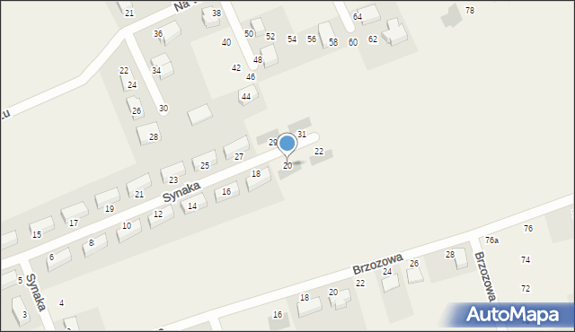 Leźno, Synaka Brunona, prof., 20, mapa Leźno