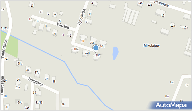 Łódź, Sycylijska, 10g, mapa Łodzi