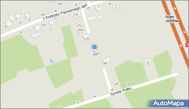 Łódź, Synów Pułku, 16a, mapa Łodzi
