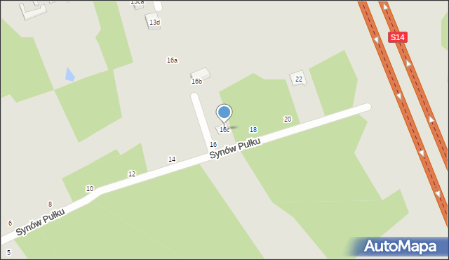 Łódź, Synów Pułku, 16c, mapa Łodzi