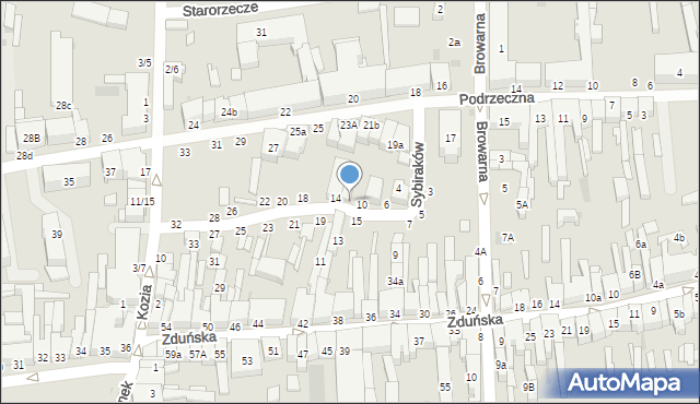 Łowicz, Sybiraków, 12, mapa Łowicza