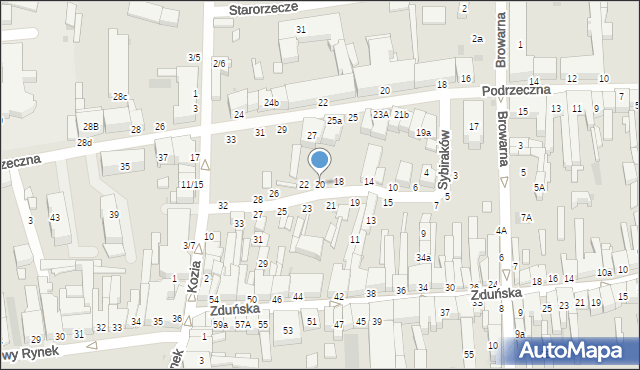 Łowicz, Sybiraków, 20, mapa Łowicza