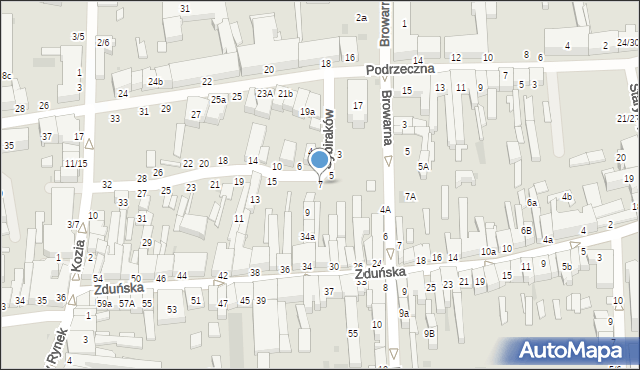 Łowicz, Sybiraków, 7, mapa Łowicza