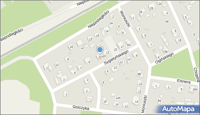 Międzyborów, Sygietyńskiego, 11, mapa Międzyborów