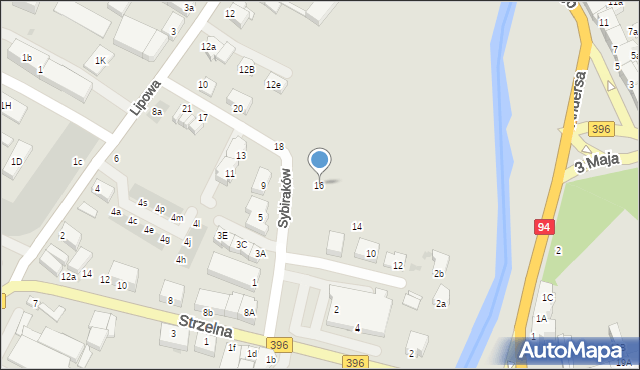 Oława, Sybiraków, 16, mapa Oława