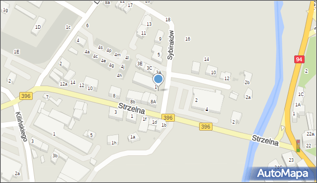 Oława, Sybiraków, 1A, mapa Oława