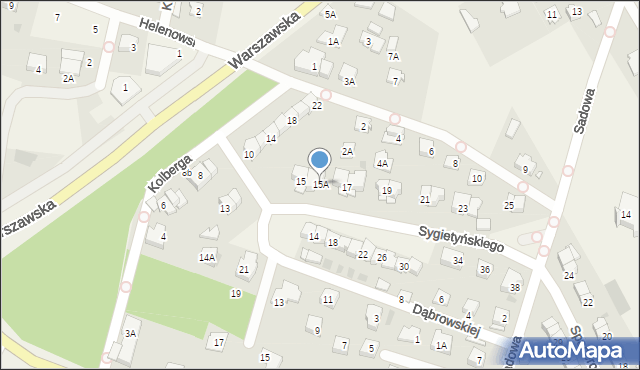 Otrębusy, Sygietyńskiego Tadeusza, 15A, mapa Otrębusy