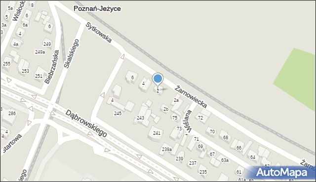 Poznań, Sytkowska, 2, mapa Poznania