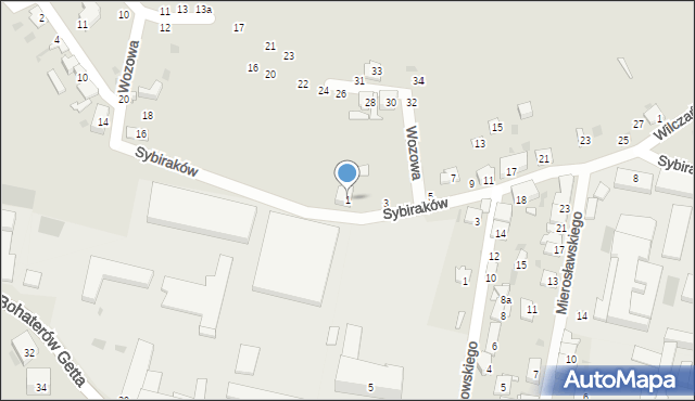 Przemyśl, Sybiraków, 1, mapa Przemyśla