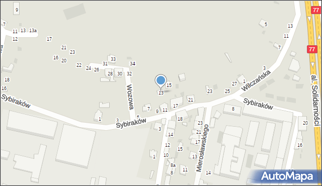 Przemyśl, Sybiraków, 13, mapa Przemyśla