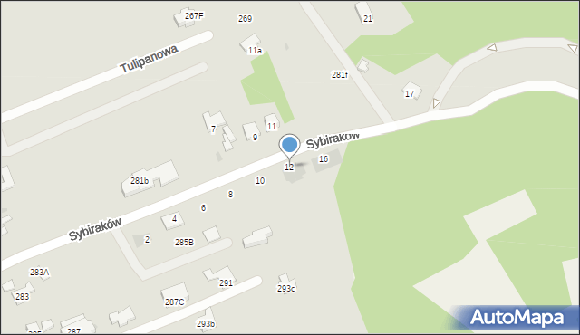 Puławy, Sybiraków, 12, mapa Puław