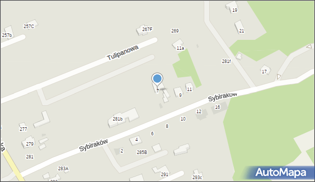 Puławy, Sybiraków, 7, mapa Puław