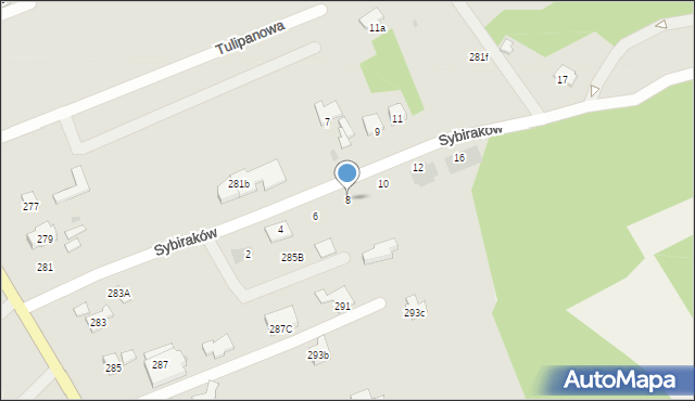 Puławy, Sybiraków, 8, mapa Puław