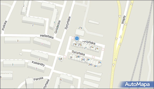 Radom, Sycyńska, 27C, mapa Radomia