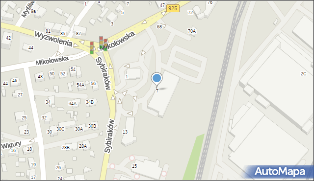 Rybnik, Sybiraków, 7, mapa Rybnika