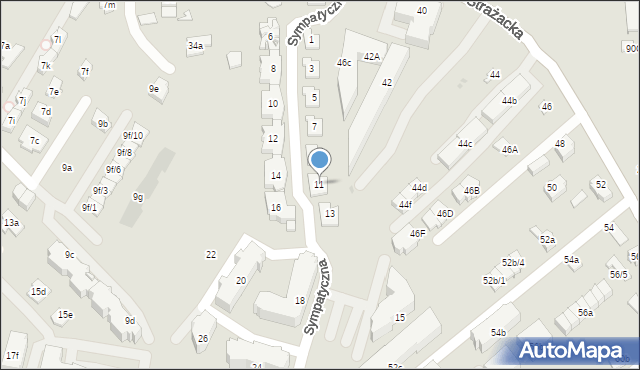 Rzeszów, Sympatyczna, 11, mapa Rzeszów