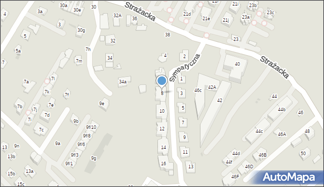 Rzeszów, Sympatyczna, 8, mapa Rzeszów