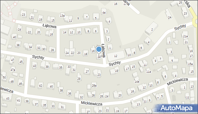 Sierakowice, Sychty Bernarda, ks. dr., 14, mapa Sierakowice