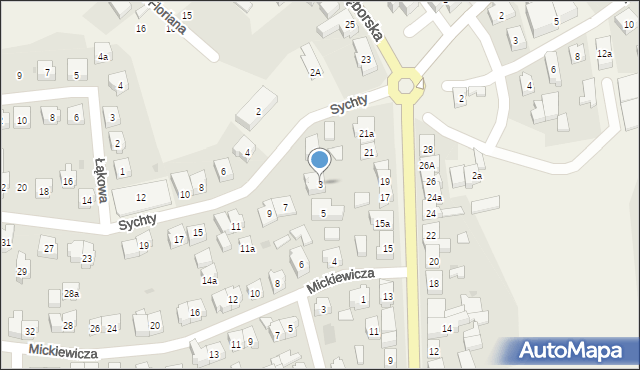 Sierakowice, Sychty Bernarda, ks. dr., 3, mapa Sierakowice