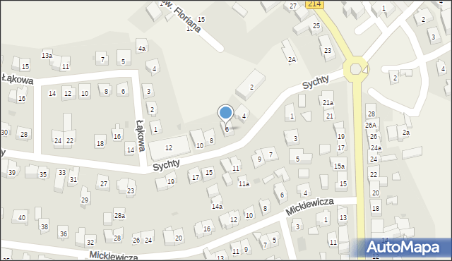 Sierakowice, Sychty Bernarda, ks. dr., 6, mapa Sierakowice