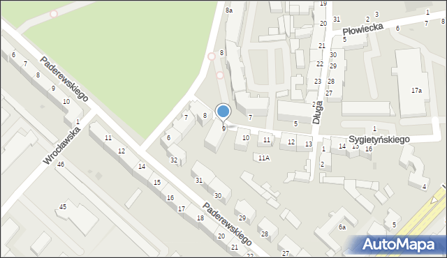 Słupsk, Sygietyńskiego Tadeusza, 9, mapa Słupska