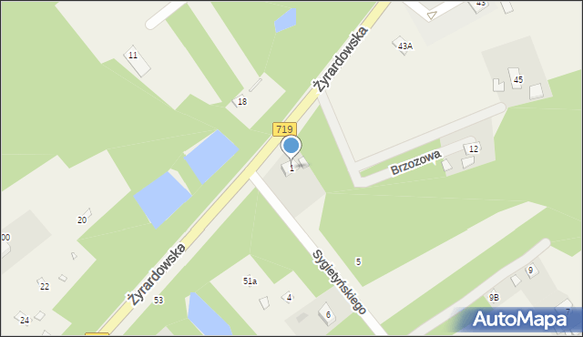 Stare Budy, Sygietyńskiego, 1, mapa Stare Budy