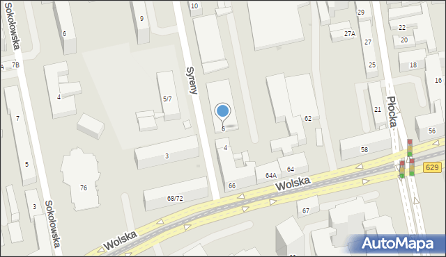 Warszawa, Syreny, 6, mapa Warszawy