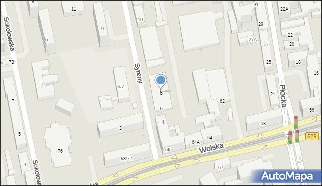 Warszawa, Syreny, 8, mapa Warszawy