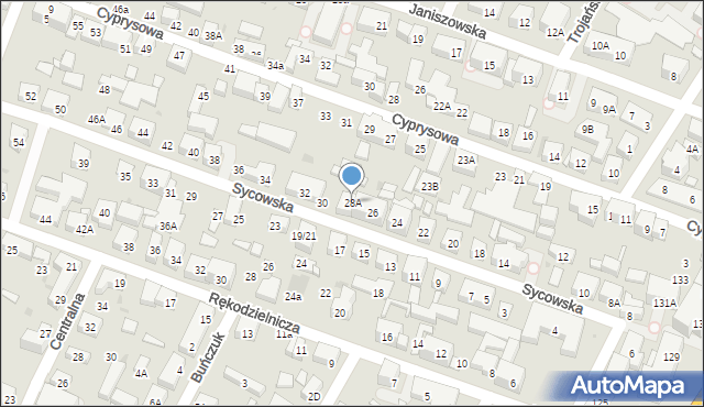 Warszawa, Sycowska, 28A, mapa Warszawy