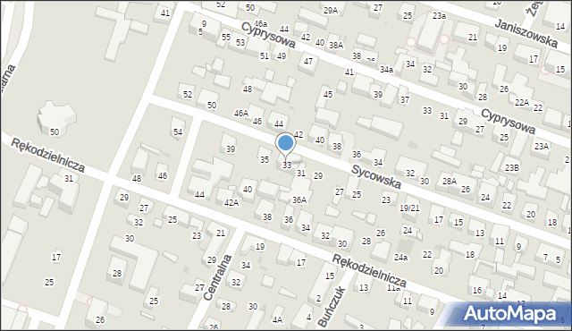Warszawa, Sycowska, 33, mapa Warszawy