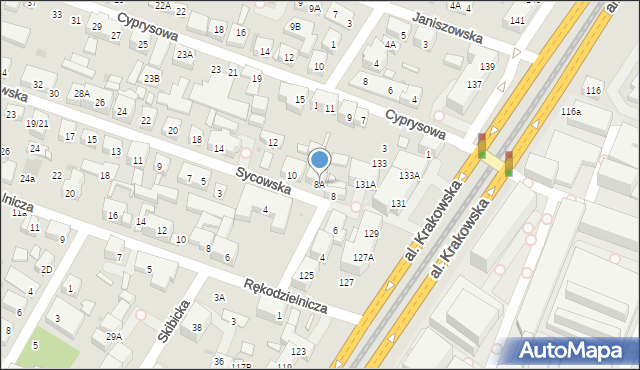 Warszawa, Sycowska, 8A, mapa Warszawy