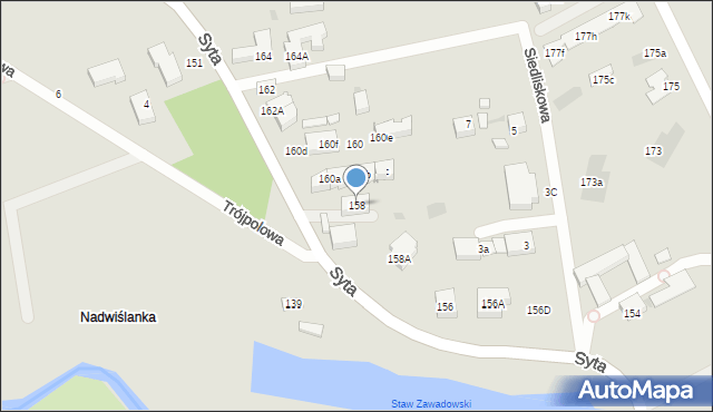 Warszawa, Syta, 158, mapa Warszawy