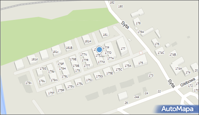 Warszawa, Syta, 177K, mapa Warszawy