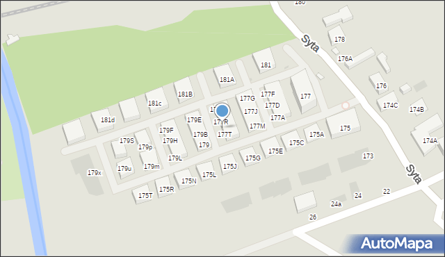 Warszawa, Syta, 177S, mapa Warszawy