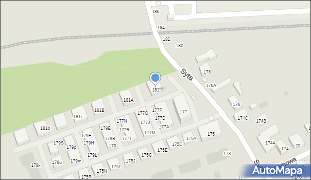 Warszawa, Syta, 181, mapa Warszawy