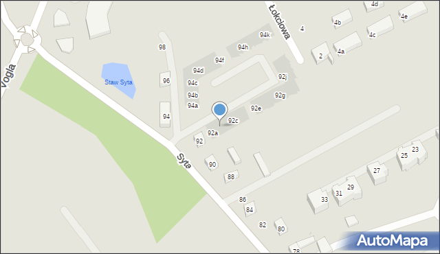Warszawa, Syta, 92b, mapa Warszawy