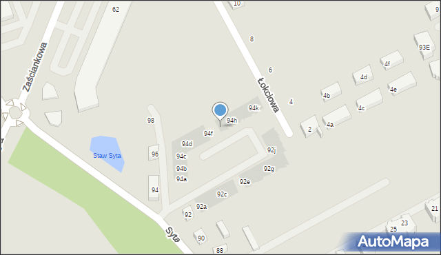 Warszawa, Syta, 94g, mapa Warszawy