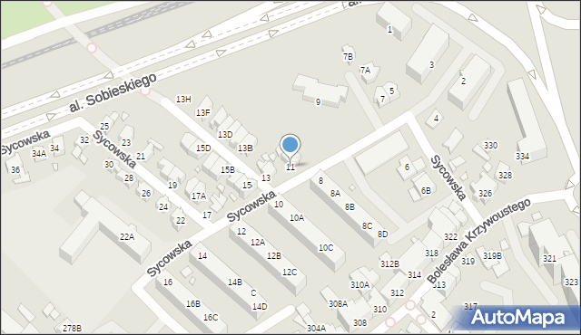 Wrocław, Sycowska, 11, mapa Wrocławia